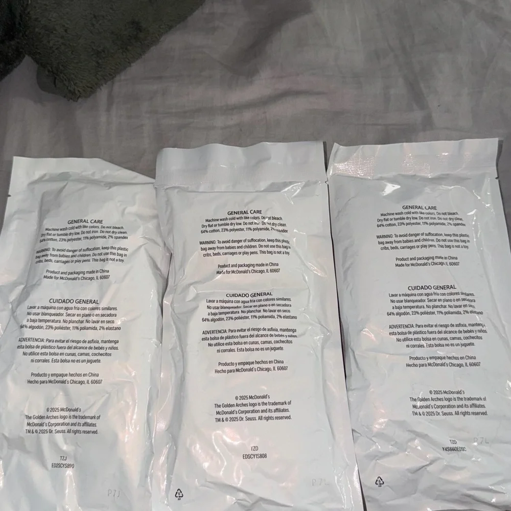 McDonald's Grinch Meal Bags - Red with Blue and Yellow